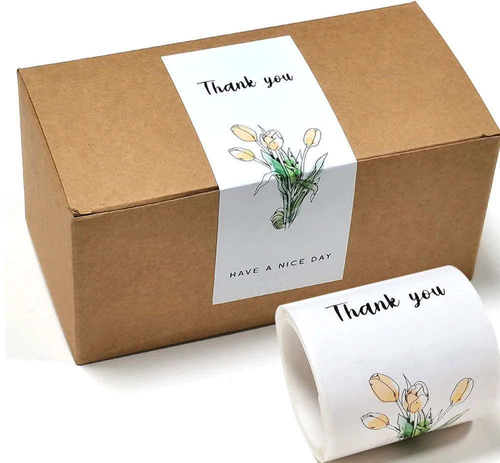 Cuộn 50 Sticker Thank You tem dán niêm phong hộp hàng