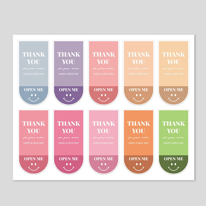 100 Sticker tem dán niêm phong hộp hàng 3x6,5cm 10 màu