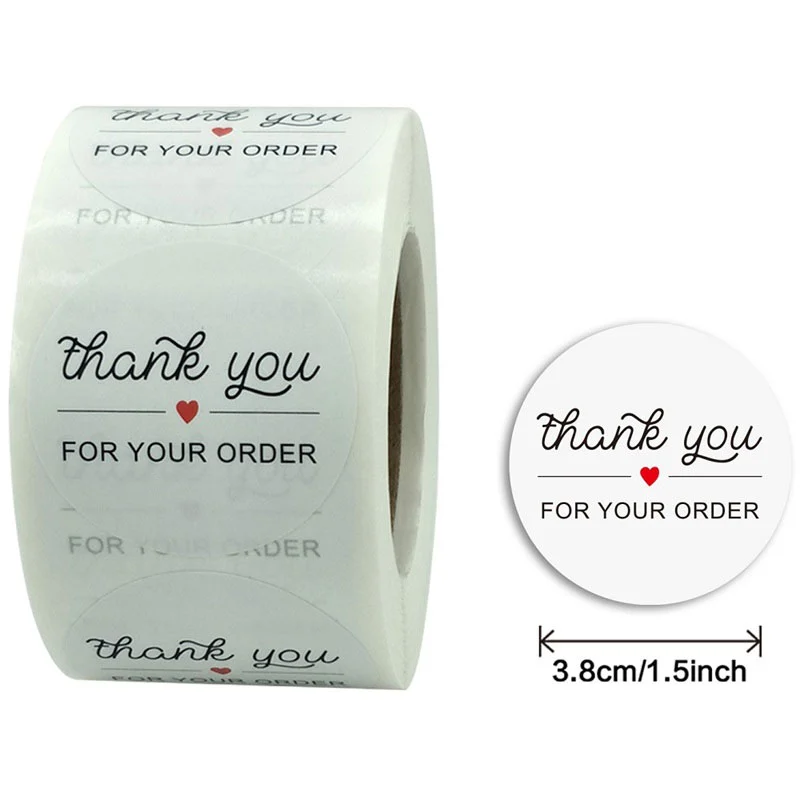 Cuộn 500 Sticker Thank You Nhãn dán cảm ơn 3,8cm