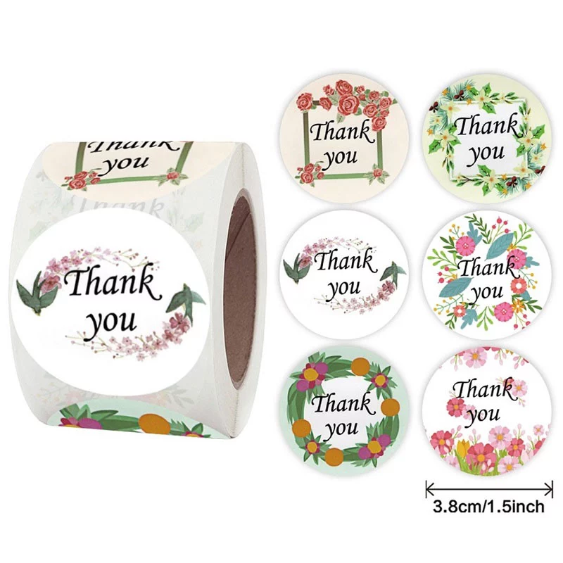 Cuộn 500 Sticker Thank You Nhãn dán cảm ơn 3,8cm