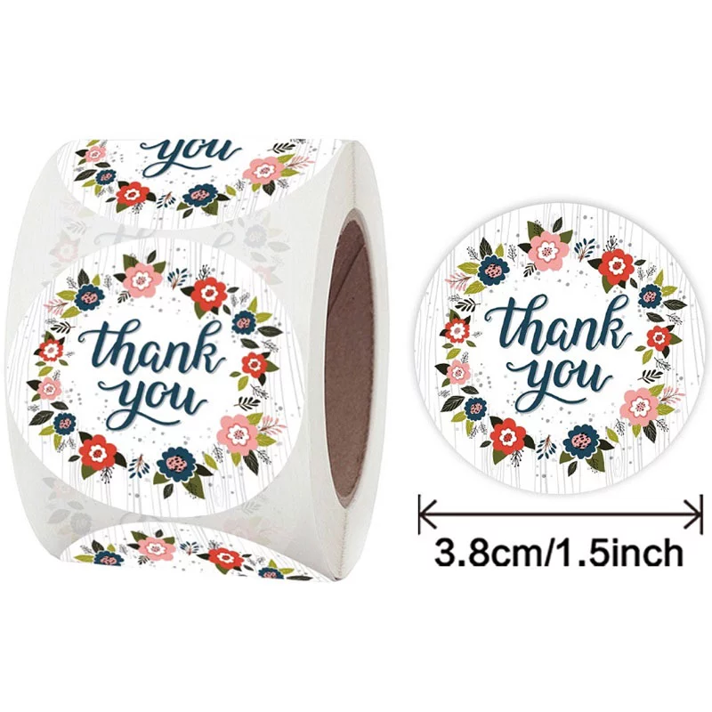 Cuộn 500 Sticker Thank You Nhãn dán cảm ơn 3,8cm