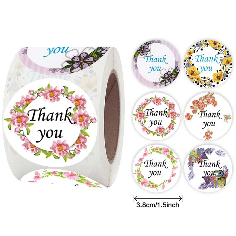 Cuộn 500 Sticker Thank You Nhãn dán cảm ơn 3,8cm