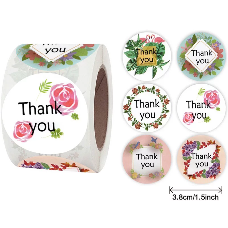 Cuộn 500 Sticker Thank You Nhãn dán cảm ơn 3,8cm
