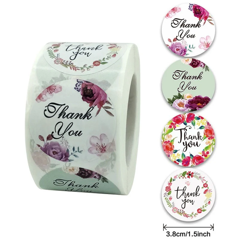 Cuộn 500 Sticker Thank You Nhãn dán cảm ơn 3,8cm
