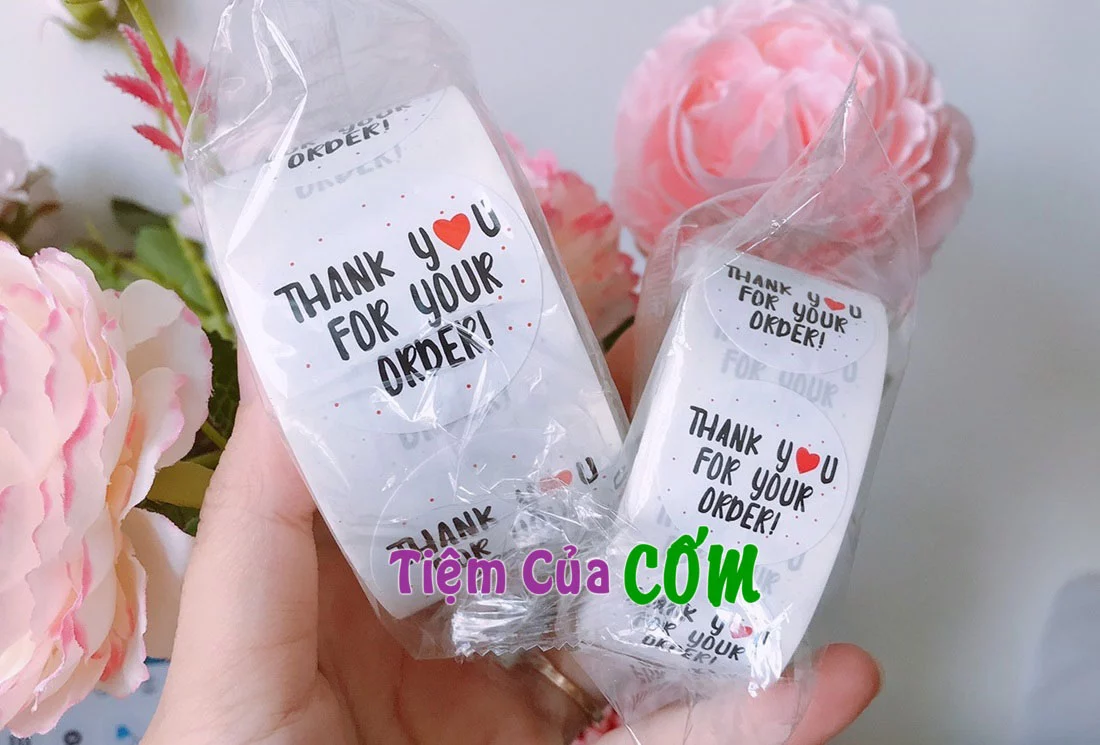 Cuộn 500 Sticker Thank You For Your Order 2,5cm và 3,8cm