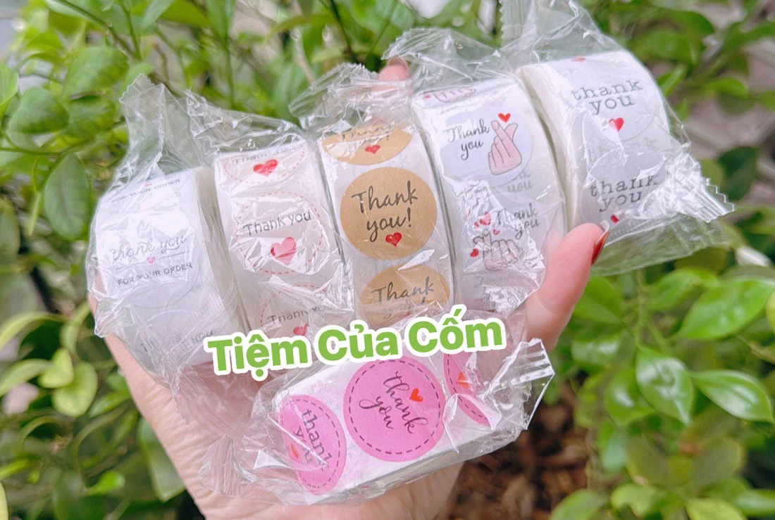 Cuộn 500 Sticker Thank You, Nhãn dán cảm ơn 3 Size nhiều mẫu