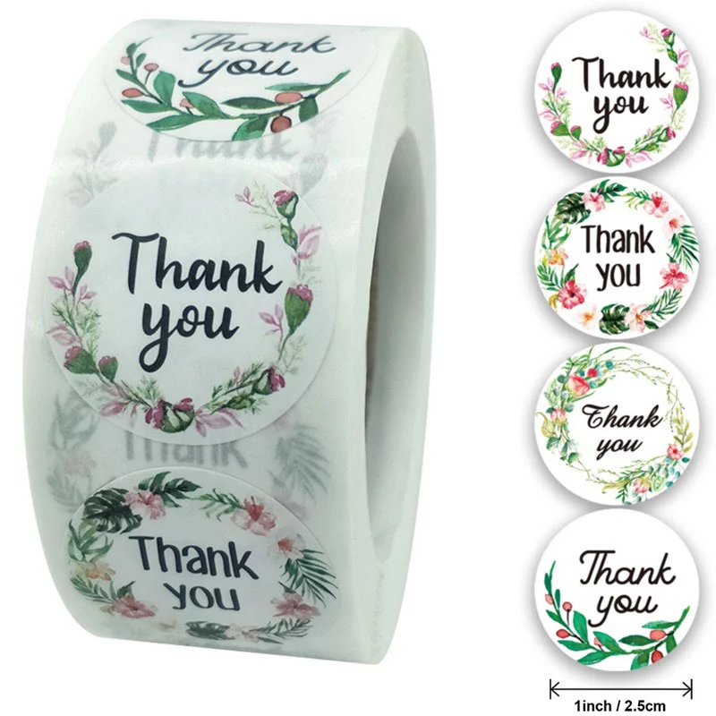 Cuộn 500 Sticker Thank You, Tem cảm ơn 2,5cm