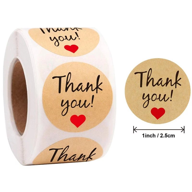 Cuộn 500 Sticker Thank You, Tem cảm ơn 2,5cm