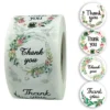 Cuộn 500 Sticker Thank You họa tiết hoa nghệ thuật 2,5cm - 3,8cm