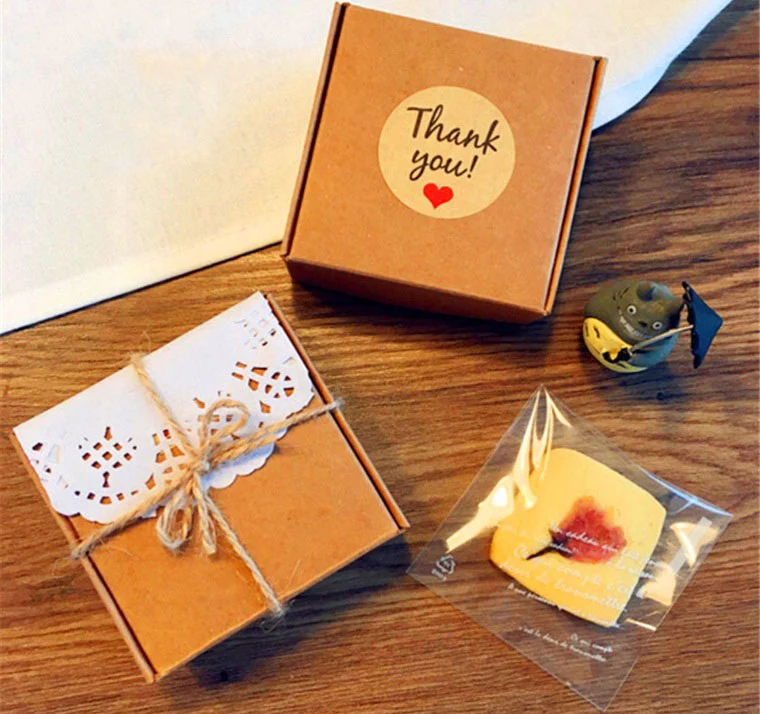 Cuộn 500 Sticker Thank You giấy kraft, Sticker cảm ơn 2,5cm Cuộn 500 Sticker Thank You giấy kraft 2,5cm