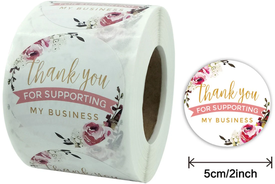 Cuộn 500 Sticker Thank You For Supporting My Business 5cm Cuộn 500 Sticker Thank You For Supporting My Business 5cm