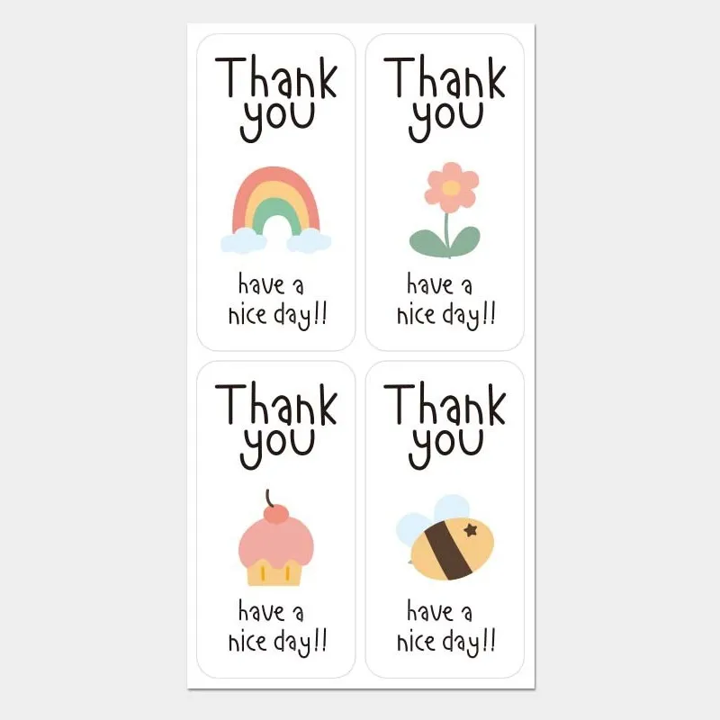 100 Sticker niêm phong hộp hàng 3x6CM họa tiết Kute 100 Sticker niêm phong hộp hàng 3x6CM họa tiết Kute