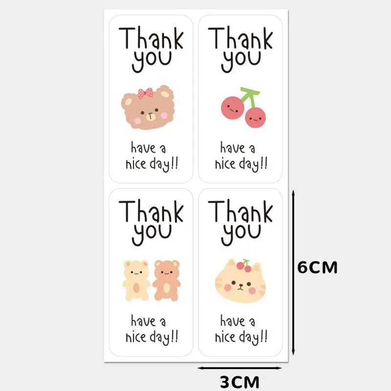 100 Sticker niêm phong hộp hàng 3x6CM họa tiết Kute