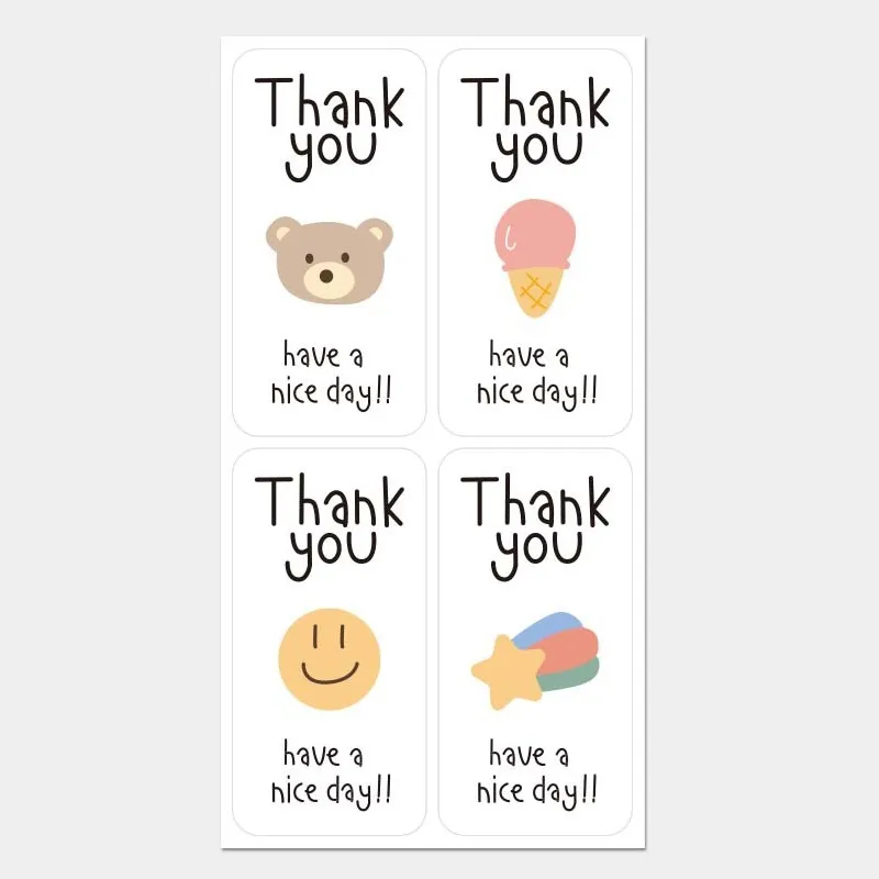 100 Sticker niêm phong hộp hàng 3x6CM họa tiết Kute 100 Sticker niêm phong hộp hàng 3x6CM họa tiết Kute