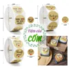 Cuộn 500 Sticker Thank You giấy Kraft 2,5CM, Sticker Thank You giấy xi măng