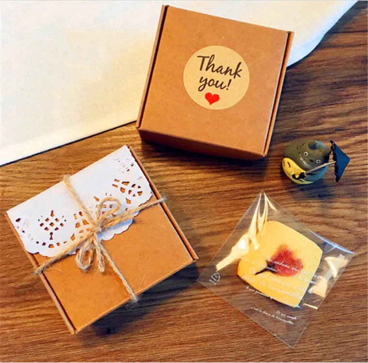 Cuộn 500 Sticker Thank You giấy Kraft 2,5CM, Sticker Thank You giấy xi măng