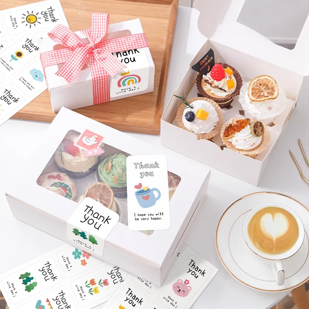 100 Sticker niêm phong hộp hàng 3x6CM họa tiết Kute 100 Sticker niêm phong hộp hàng 3x6CM
