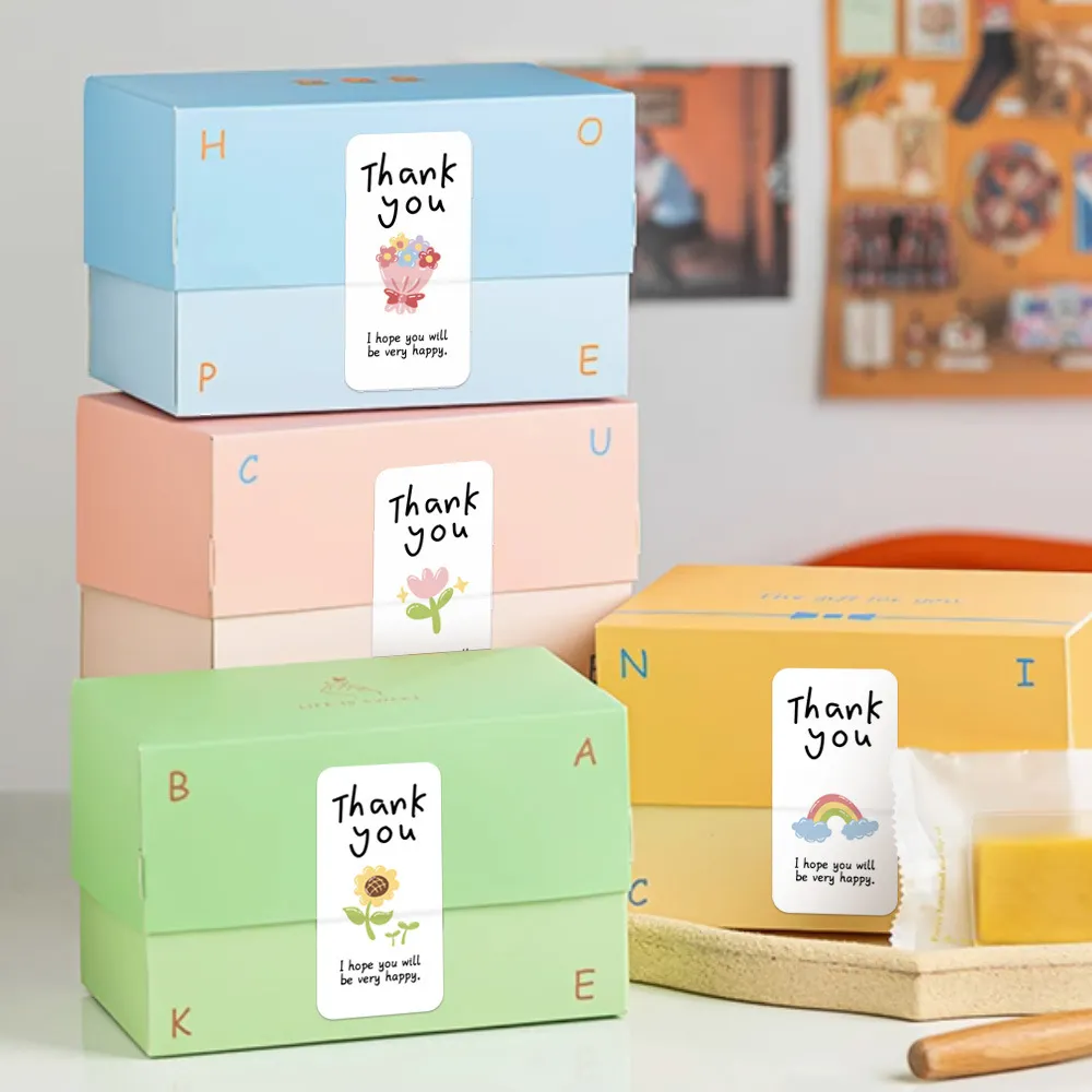 100 Sticker niêm phong hộp hàng 3x6CM họa tiết Kute 100 Sticker niêm phong hộp hàng 3x6CM